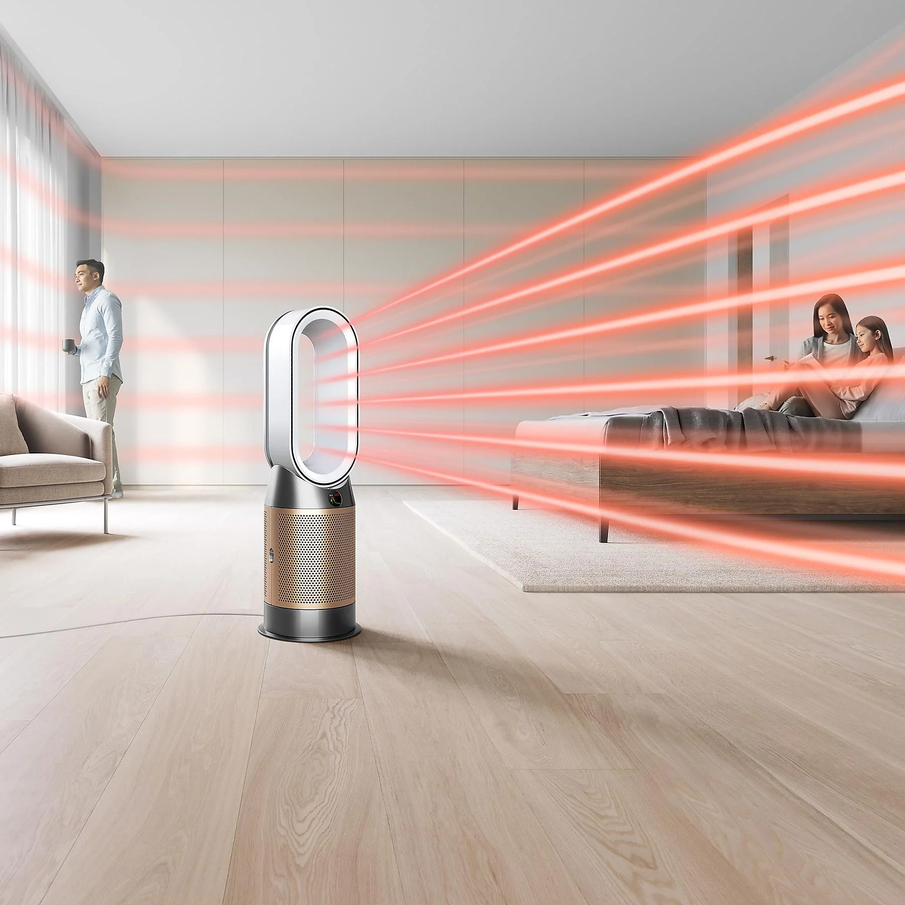 DYSON HP09 Purifier Hot+Cool Formaldehyde Luftreiniger+Heizlüfter Weiß/Gold (40 Watt, Raumgröße: 81 m³, Vollständige Versiegelung nach HEPA-13 Standard) – Bild 4