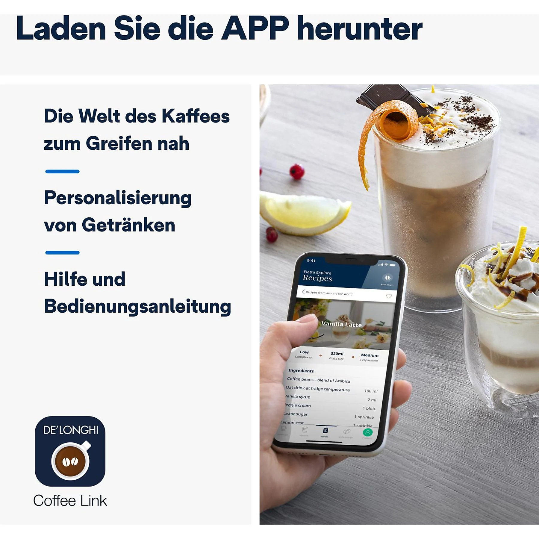 DELONGHI Eletta Explore Cold Brew ECAM450.86.T - über 50 heiße und kalte Rezepte, 4 Benutzerprofile, einfache Bedienung, Kaffeevollautomat Titan – Bild 8
