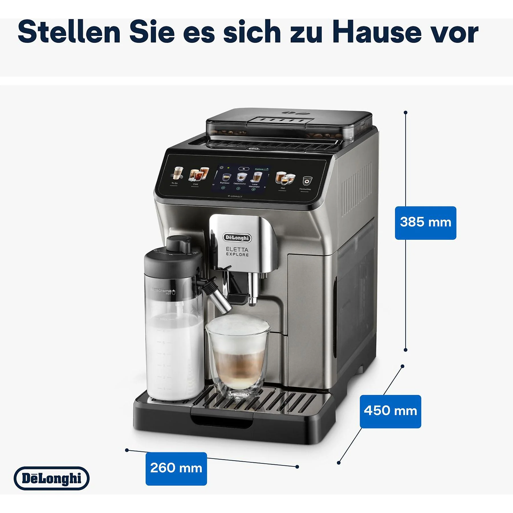DELONGHI Eletta Explore Cold Brew ECAM450.86.T - über 50 heiße und kalte Rezepte, 4 Benutzerprofile, einfache Bedienung, Kaffeevollautomat Titan – Bild 9
