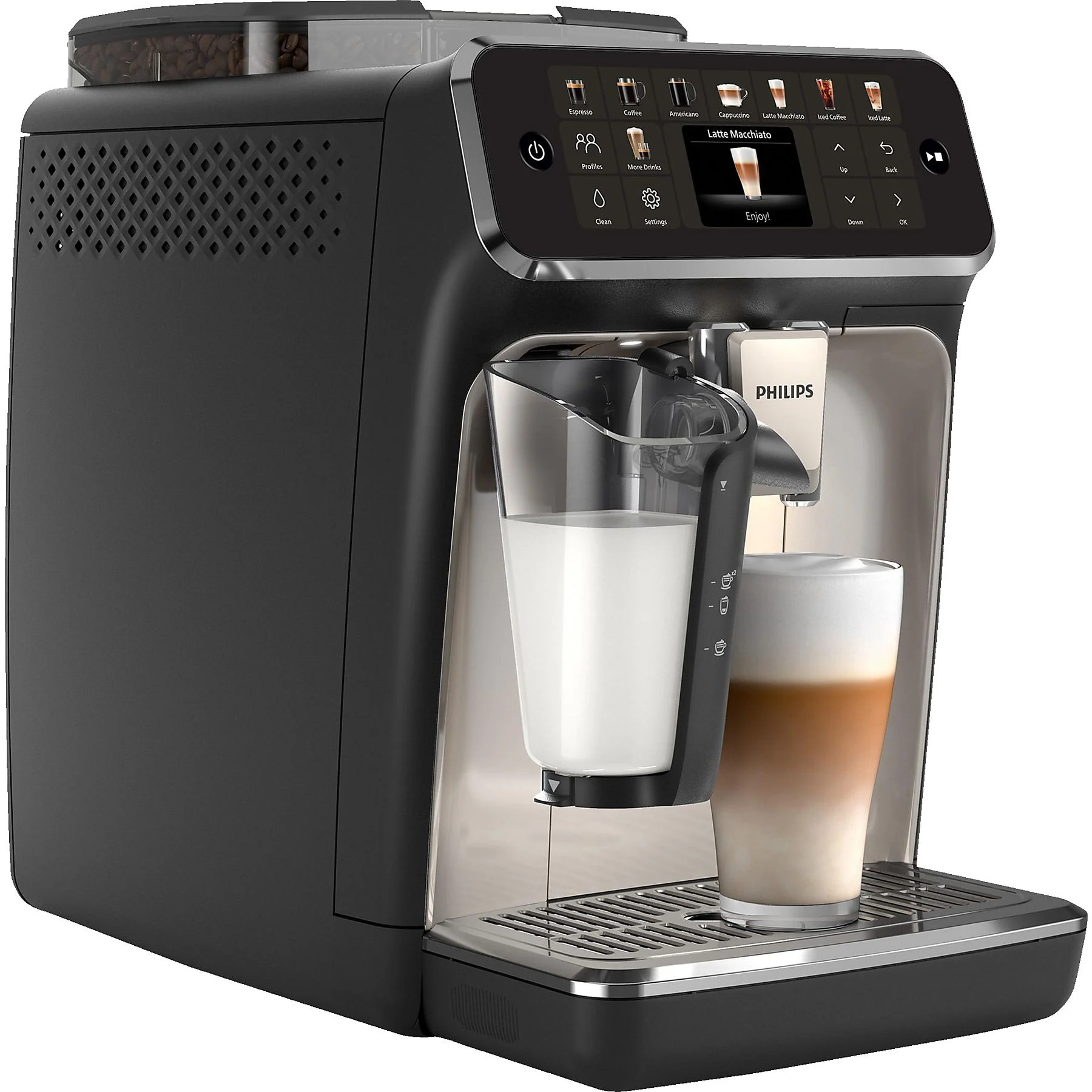 PHILIPS EP5547/90 Serie 5500 LatteGo 19 Kaffeespezialitäten Kaffeevollautomat Schwarz verchromt – Bild 2