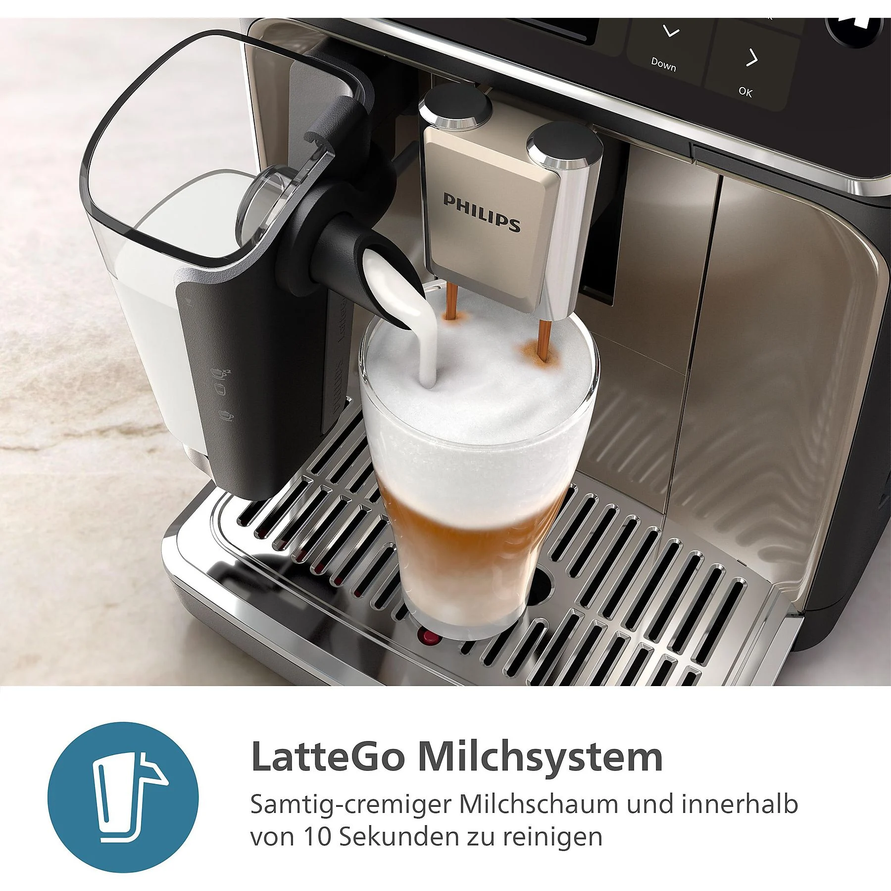 PHILIPS EP5547/90 Serie 5500 LatteGo 19 Kaffeespezialitäten Kaffeevollautomat Schwarz verchromt – Bild 5