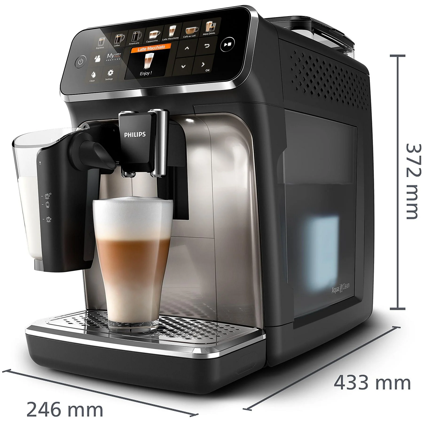 PHILIPS EP5447/90 Serie 5400 LatteGo 11 Kaffeespezialitäten Kaffeevollautomat Schwarz/Chrom – Bild 2