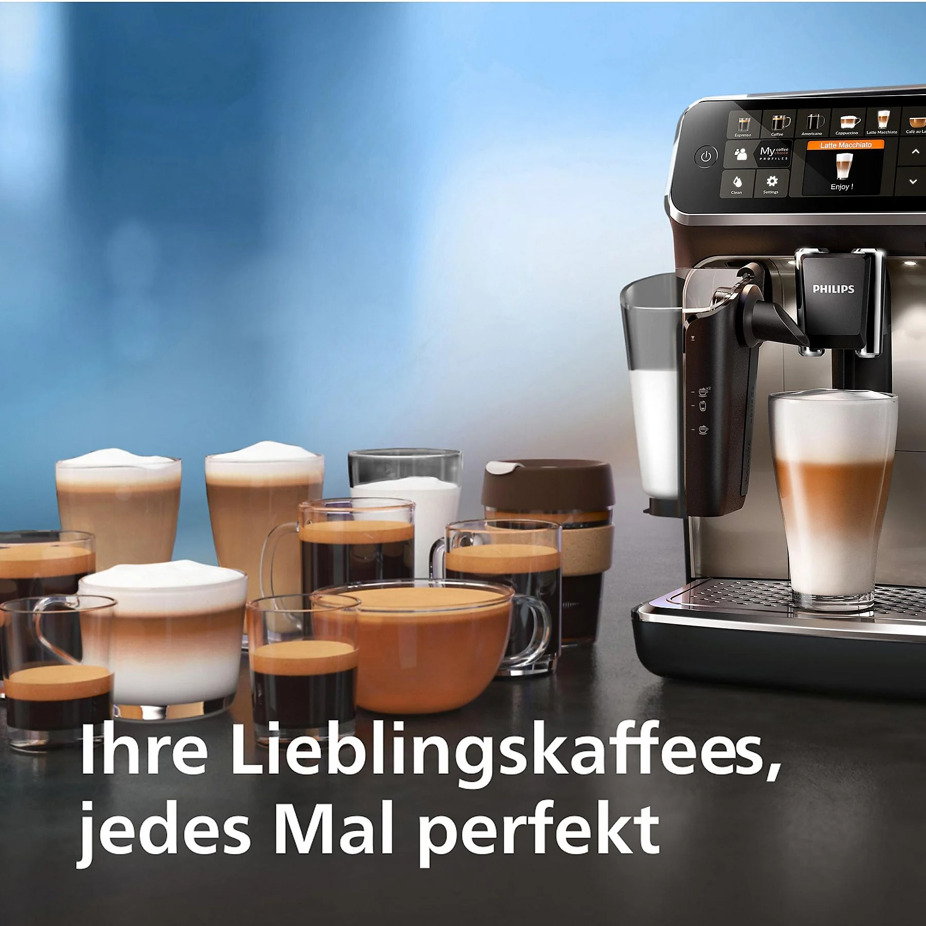 PHILIPS EP5447/90 Serie 5400 LatteGo 11 Kaffeespezialitäten Kaffeevollautomat Schwarz/Chrom – Bild 3