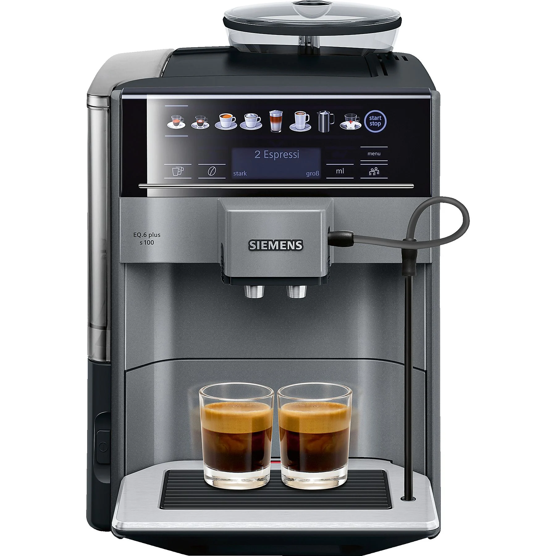 SIEMENS TE651509DE EQ6 plus s100 Kaffeevollautomat Diamond Titanium Metallic/Schwarz
